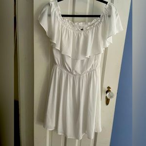 Express white ruffle off the shoulder dress